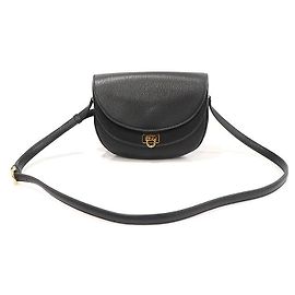 Salvatore Ferragamo Piccola borsa a tracolla in pelle di vitello nera con Gancini dorato