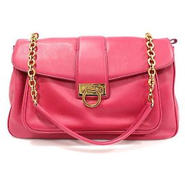 Salvatore Ferragamo Borsa a Spalla PAULA Gancini in Pelle Rosa