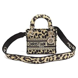 Mini D-Lite Lady MIZZA bordado bege e preto - Dior