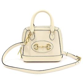 Gucci Mini bolsa de alça superior em couro branco com detalhe de ferradura