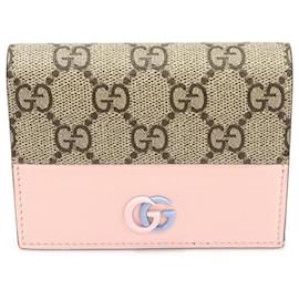Cartera de cuero GG Marmont en lona GG Supreme rosa pastel - Gucci