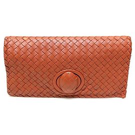 Bottega Veneta Clutch plegable de napa trenzada en color ladrillo