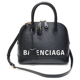 Balenciaga Bolsa pequena de couro preto com logotipo impresso