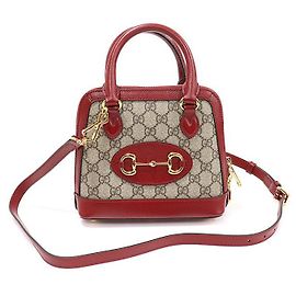 Gucci Mini-Top-Handle-Tasche aus rotem Leder mit GG Supreme und Pferdebit