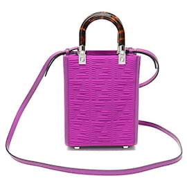 Fendi Mini Sunshine in tela con logo FF e rifiniture in pelle viola