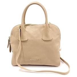 Burberry Kleine Bowlingtasche aus Beigem Leder mit Struktur London Greenwood