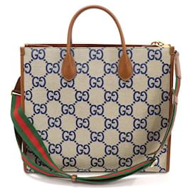 Borsa tote in pelle marrone in tela GG Jumbo - Gucci