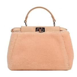 Peekaboo Baby Pink Shearling Mini Crossbody Bag - Fendi