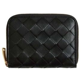 Bottega Veneta Tarjetero con cremallera Intrecciato Negro