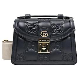 Kleine schwarze Leder-Matelassé-Umhängetasche mit Obergriff - Gucci