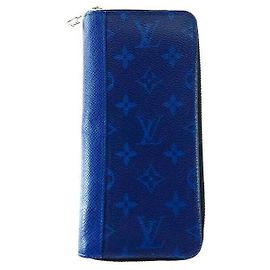 Louis Vuitton Blauer Monogramm Zippy Geldbeutel Vertikal Lang