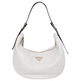 Prada Borsa a spalla in pelle bianca con logo triangolare Arke per donna - Grande