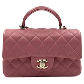 Chanel Borsa a tracolla mini nuova in pelle di agnello con manico superiore