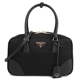 Borsa a due manici in pelle Saffiano in nylon medio - Prada
