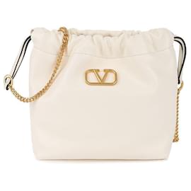 Borsa a secchiello bianca con logo - Valentino