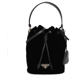 Mini borsa in velluto per donna con dettagli in pelle Napa - Prada