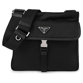 Prada Borsa a spalla in nylon e pelle Saffiano