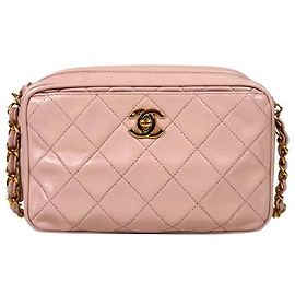 Chanel Borsa a tracolla in pelle di agnello dorata con logo CC di Viar per donne - Rosa
