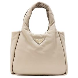 Prada Sac en cuir nappa avec rembourrage doux, moyen, beige désert