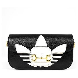 Borsa a tracolla Gucci Adidas da donna con chiusura Horsebit nera