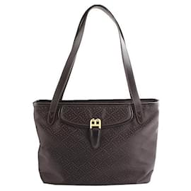 Borsa a spalla in tessuto logo marrone scuro - Bally