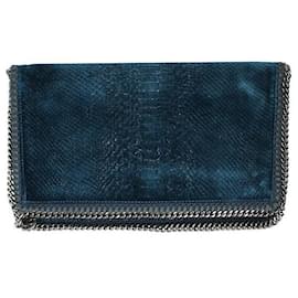 Stella Mc Cartney Clutch aus Samt mit Teal-Blauem Python-Muster