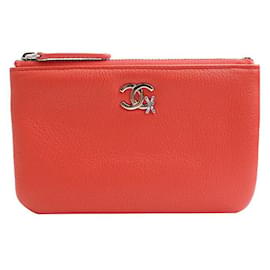 Chanel Pochette in pelle rosso corallo
