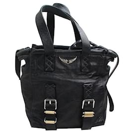 Bolso tote y bolso cruzado de cuero azul marino - Zadig & Voltaire