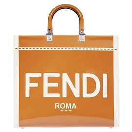 Fendi Bolsa Shopper Média em Couro Patente Sunshine