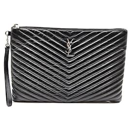 Saint Laurent Clutch Matelassé Grande Argento