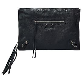 Balenciaga Borsa Clutch Motor Nera Argento