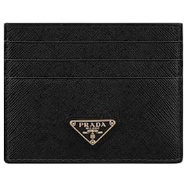 Tarjetero de cuero Saffiano con logo triangular QHH - Prada
