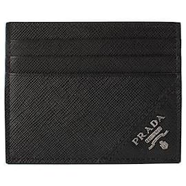 Portacarte in metallo con logo Argento QME - Prada