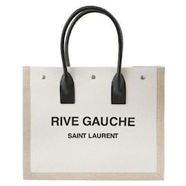 Saint Laurent Bolso Tote Gosh de rib negro natural FAABR