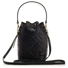 Fendi Borsa a secchiello Montrezza FF Motif Piccola Nera ANWT