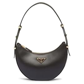 Borsa a Spalla in Pelle Arche Nera con Stampa - Prada