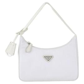 Prada Borsa Hobo Re-Edition in tessuto bianco, set completo