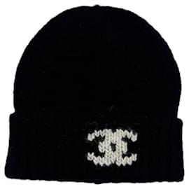Beanie in cashmere nero con logo CC Unisex - Chanel