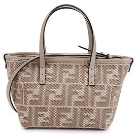 Fendi Mini borsa in jacquard FF in denim grigio dove