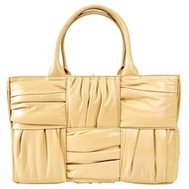 Bottega Veneta Kleine Intrecciato Arco Leder Tragetasche Porridge