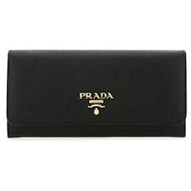 Prada Saffiano Gold Logo Langbörse