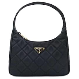 Borsa hobo in nylon trapuntato nera - Prada