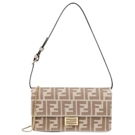 Fendi Borsa a Spalla Baguette con Catena Beige AUNJ