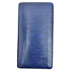 Louis Vuitton Cartera larga Brazza de cuero Epi azul marino