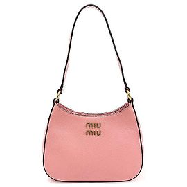 Miu Miu Borsa hobo in pelle madras rosa con lettering dorato