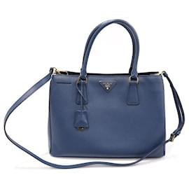 Logo Triangolo Oro Saffiano Lux Blu - Prada