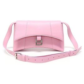 Balenciaga Borsa a Spalla XS Small Hourglass Downtown in Pelle di Vitello Morbida Rosa Caramello