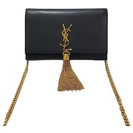 Saint Laurent Borsa Kate con catena e logo a frange