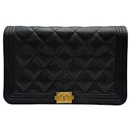 Chanel Borsa a tracolla Caviar Boy WOC Catena Nero Oro