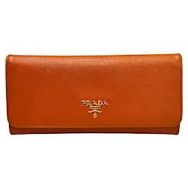 Prada Cartera larga para mujer Saffiano con herrajes dorados